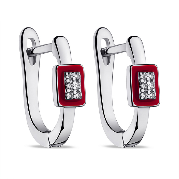 Серьги из серебра с эмалью и фианитами (арт. 7502/9496ек) – изображение 1