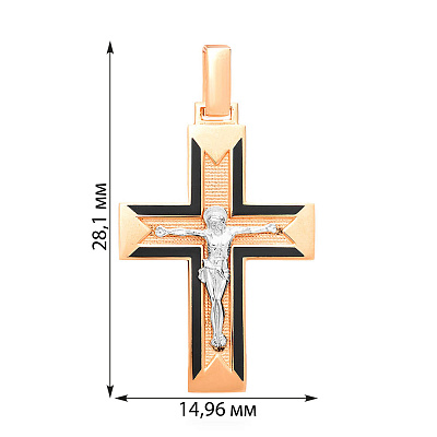 Золотой крестик с распятием и эмалью (арт. 505013ч)