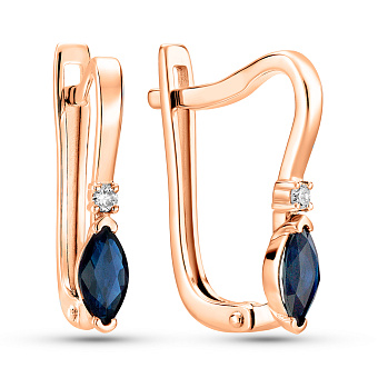 Фото Золотые серьги с сапфирами и бриллиантами (арт. С011357с)