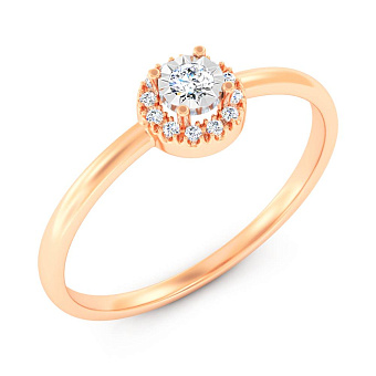 Фото Кольцо из красного и белого золота с бриллиантами (арт. К011684005)