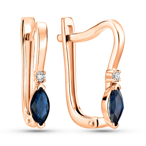 Золоті сережки з сапфірами і діамантами (арт. С011357с) – зображення 1
