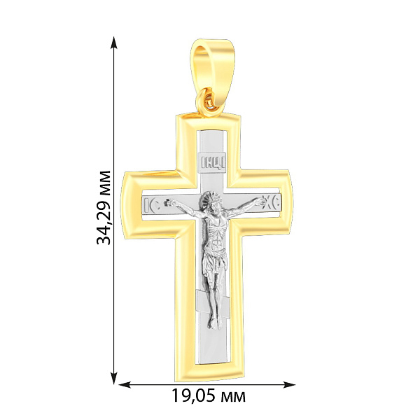 Нательный крестик из желтого и белого золота (арт. 501098ж) – изображение 3
