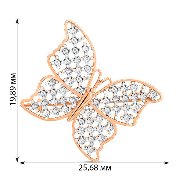 Золотая брошь Бабочка с фианитами (арт. 360073) – изображение 3