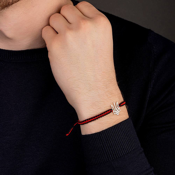 Браслет на нити Герб Украины-Трезубец с серебряной вставкой (арт. Х340063кч) – изображение 4