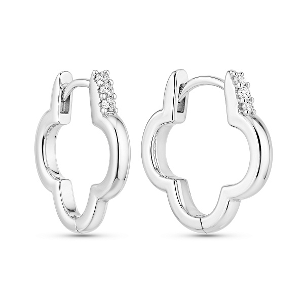 Серебряные серьги в форме клевера с фианитами (арт. 7502/10356) – изображение 1