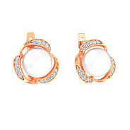 Золоті сережки з перлами і фіанітами (арт. 111170)