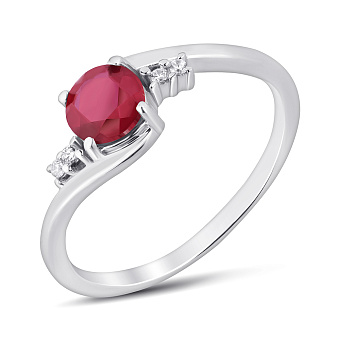 Серебряное кольцо с рубином и фианитами (арт. 7501/2127567Р)