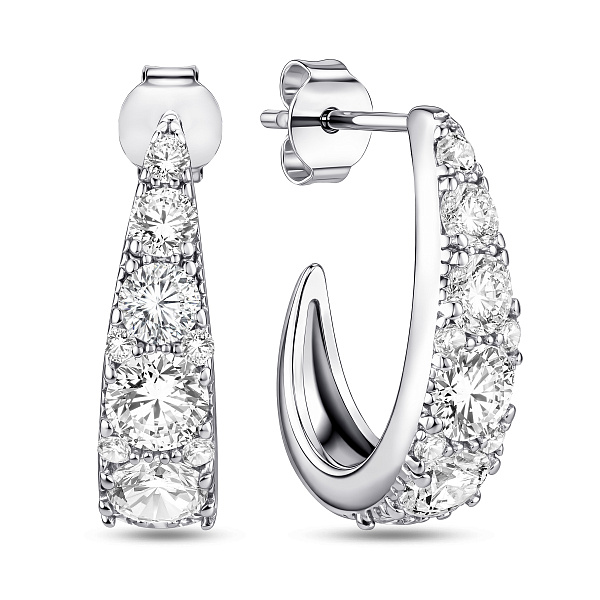Серебряные пусеты с фианитами (арт. 7518/7312) – изображение 1