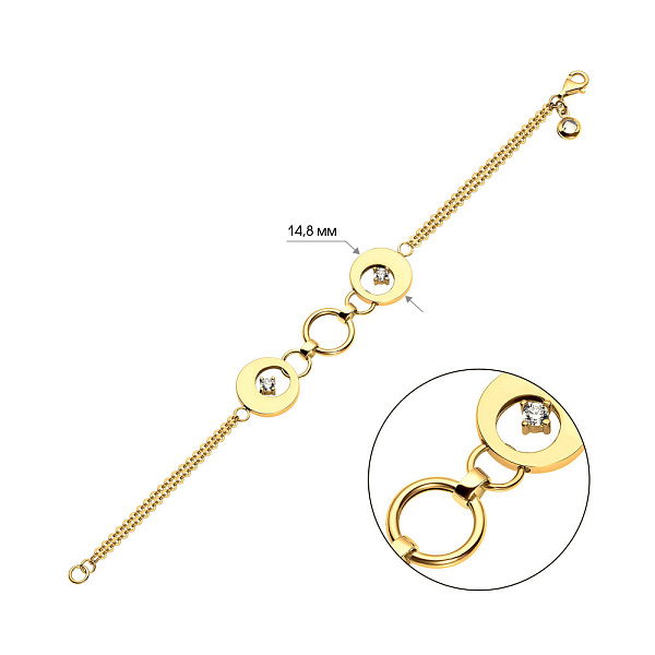 Золотий браслет з фіанітами (арт. 324684жП1) – зображення 2