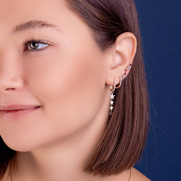 Серьги-трансформеры из золота с подвесками (арт. 111269) – изображение 5