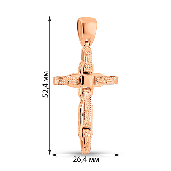 Хрестик з червоного золота з узором (арт. 424957/2) – зображення 2
