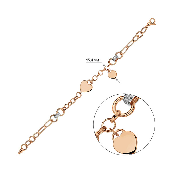 Браслет з червоного золота з підвісками (арт. 325797П1) – зображення 3