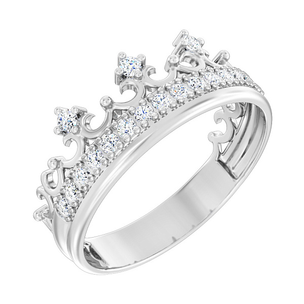 Золота каблучка Корона з фіанітами (арт. 140691б) – зображення 1