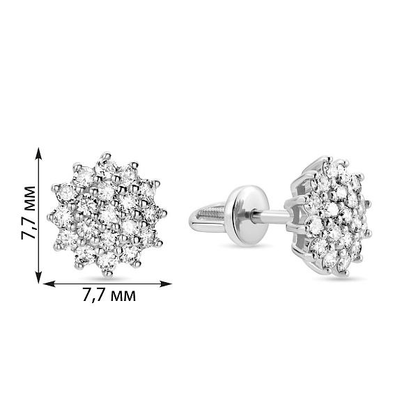 Сережки-пусети з білого золота з діамантами (арт. 2191504202) – зображення 4