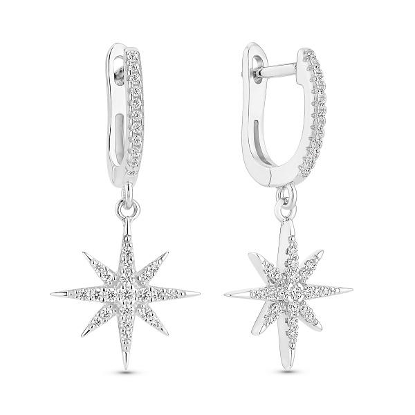 Серебряные серьги с дорожкой из фианитов (арт. 7502/10102) – изображение 1