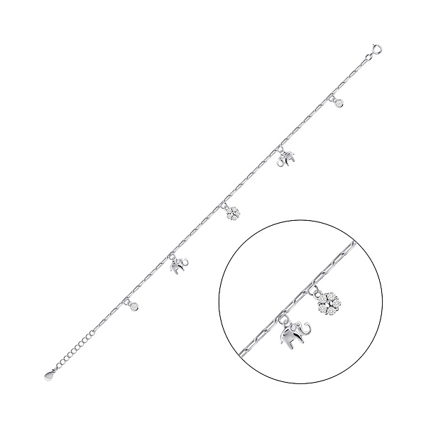 Серебряный браслет на ногу с фианитами (арт. 7509/4996н) – изображение 1