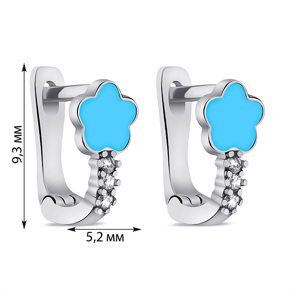 Серебряные детские серьги с эмалью и фианитами (арт. 7502/2716ег) – изображение 2