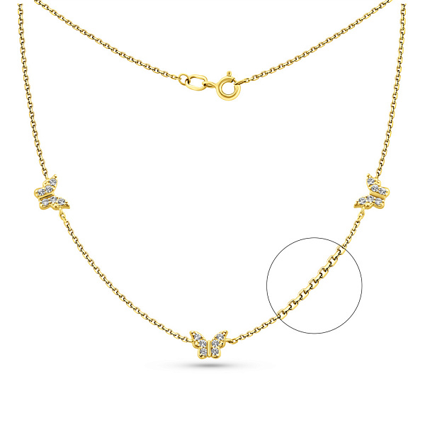 Золотое колье Бабочки с фианитами (арт. 361228ж) – изображение 1