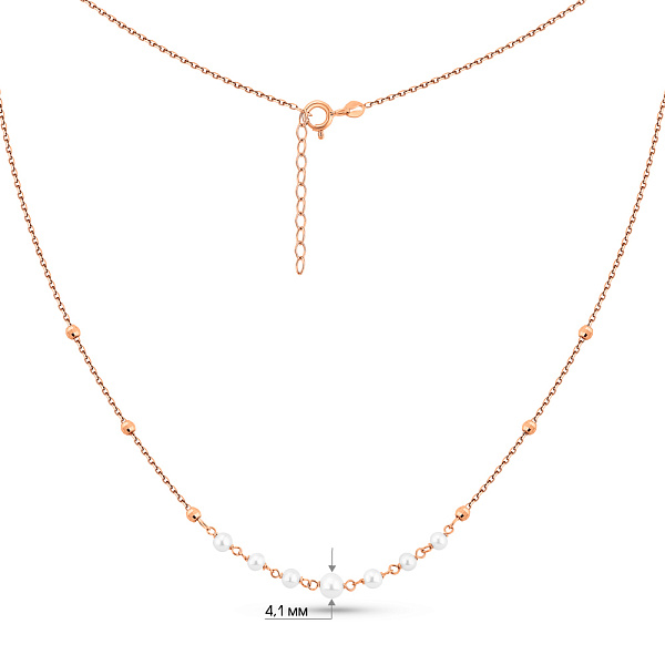 Золотое колье с жемчугом (арт. 352774прлб) – изображение 3