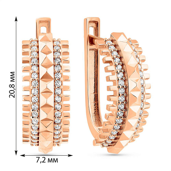 Сережки з червоного золота з фіанітами (арт. 1091397) – зображення 4