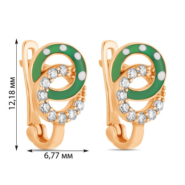 Детские сережки с эмалью и фианитами (арт. 103223ез) – изображение 2
