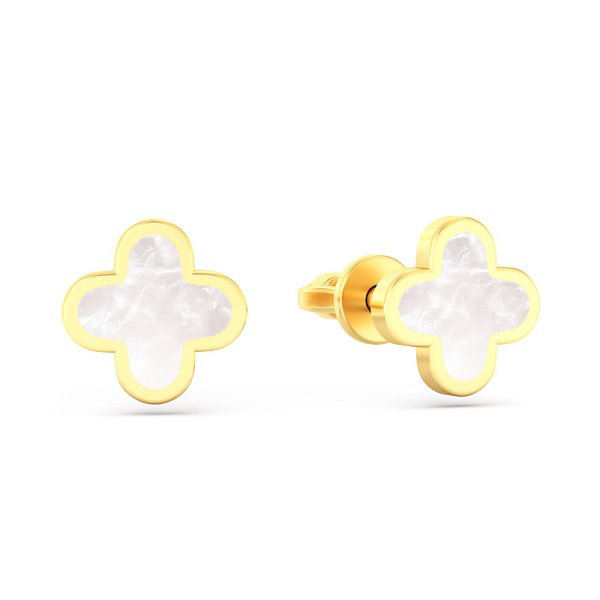 Золотые серьги пусеты Клевер (арт. 111212жеп) – изображение 1
