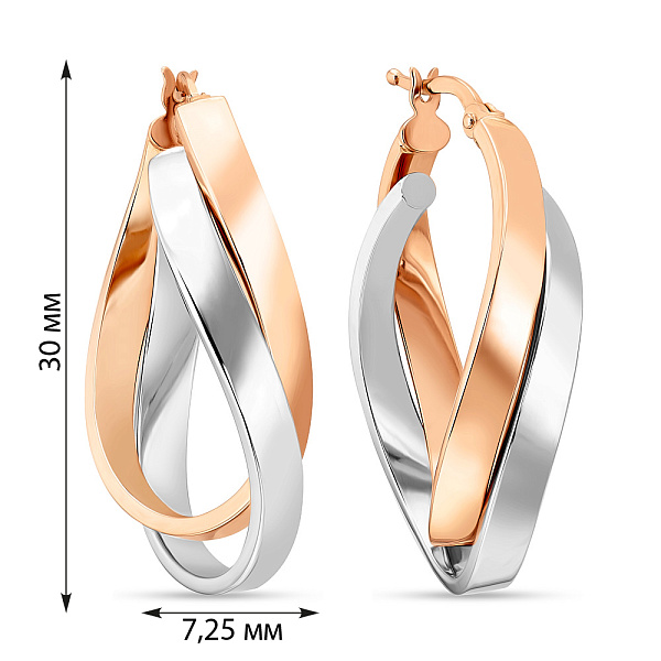 Сережки из красного и белого золота (арт. 105720/30кб) – изображение 2