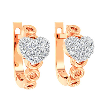 Фото Детские золотые серьги «Сердечки» с фианитами (арт. 110486)