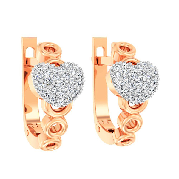 Детские золотые серьги «Сердечки» с фианитами (арт. 110486) – изображение 1