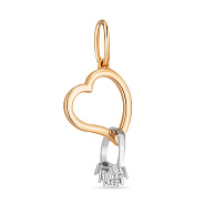 Золотая подвеска Сердце и кольцо с фианитами (арт. 424004)