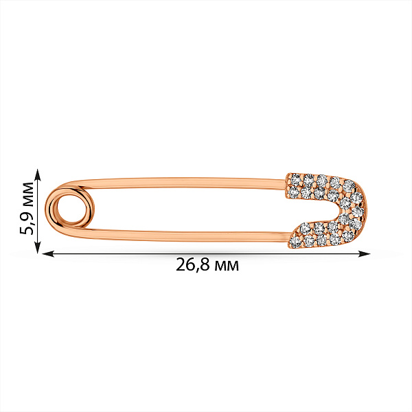 Булавка из красного золота з фіанітами (арт. 6106670101) – изображение 3