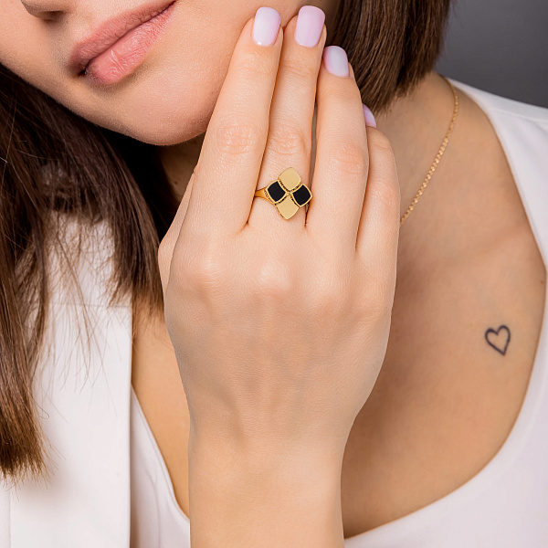 Золота каблучка Francelli з оніксом (арт. 156246жо) – зображення 2