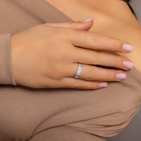 Каблучка з білого золота з діамантами (арт. 1190396202) – зображення 2