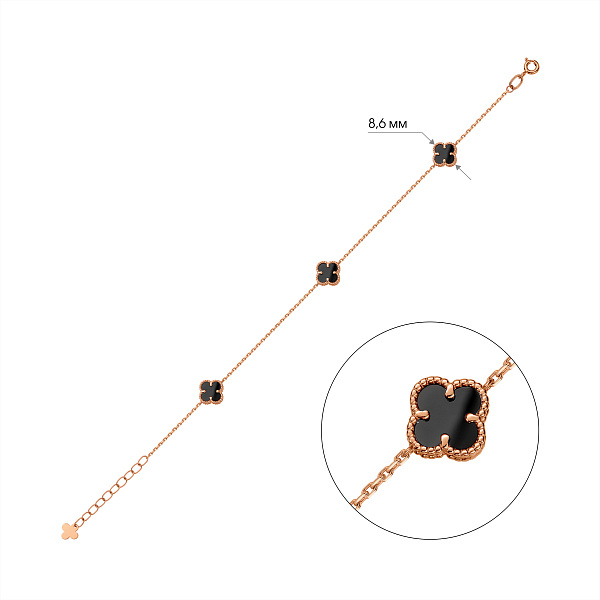 Золотой браслет Клевер с ониксом (арт. 341494/7о) – изображение 2
