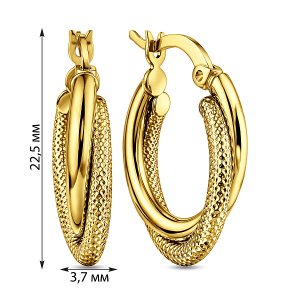 Серьги-кольца из желтого золота (арт. 100488/20ж) – изображение 2