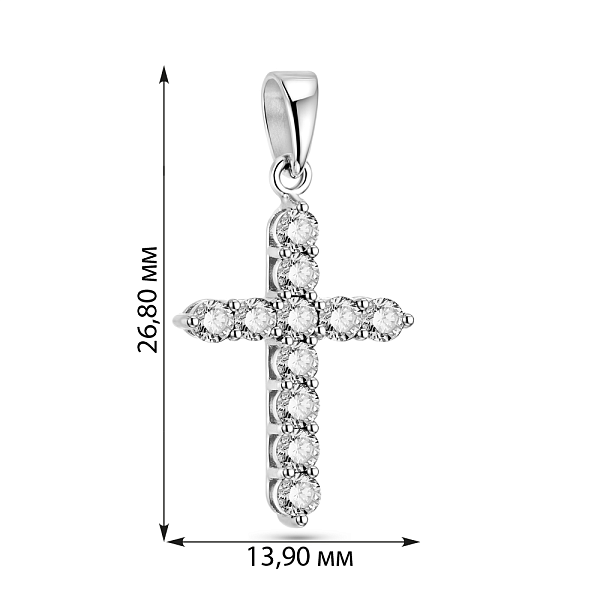 Хрестик з білого золота з діамантами (арт. 3109617202) – зображення 3