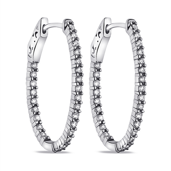 Серебряные серьги-кольца с фианитами  (арт. 7502/9450/30) – изображение 1