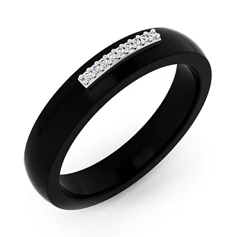 Каблучка з золота та чорної кераміки з діамантами (арт. К011791бч)
