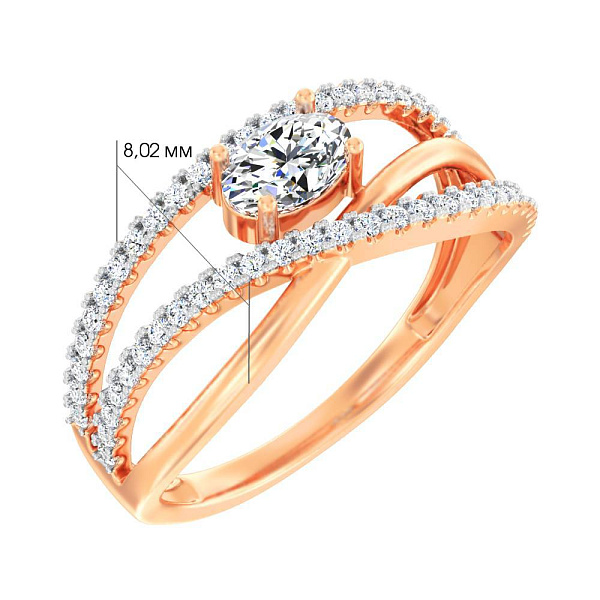 Кольцо из красного золота с фианитами (арт. 140858) – изображение 2