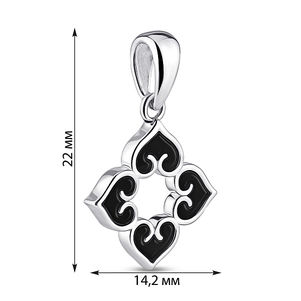 Срібний кулон Квітка з оніксом (арт. 7503/4451о) – зображення 2