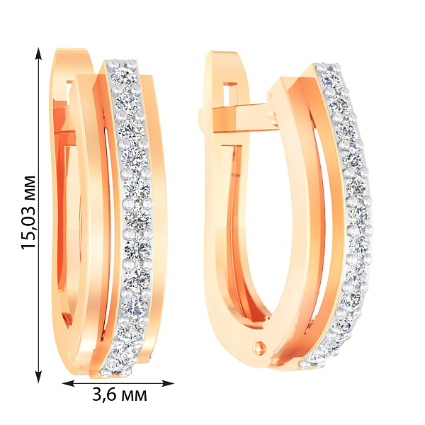 Золоті сережки з фіанітами (арт. 111054) – зображення 2
