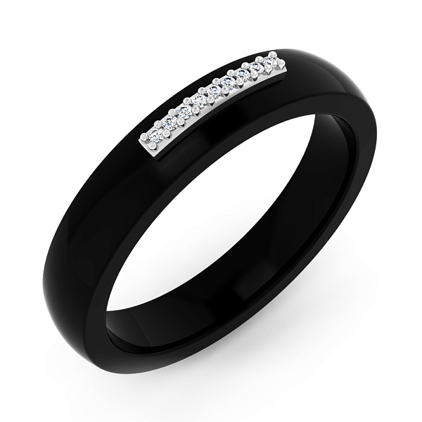 Каблучка з золота та чорної кераміки з діамантами (арт. К011791бч) – зображення 1