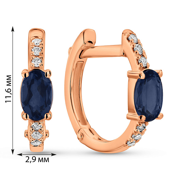Золоті сережки з діамантами і сапфірами (арт. С011764с) – зображення 2