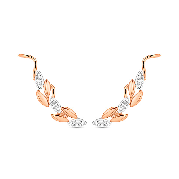 Золоті сережки клаймбери Колосок з діамантами (арт. С011787005) – зображення 1