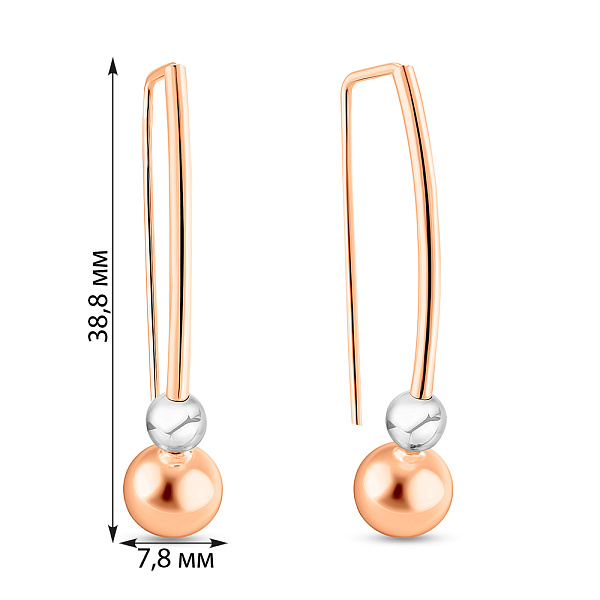 Сережки з червоного та білого золота (арт. 100965/2кб) – зображення 3