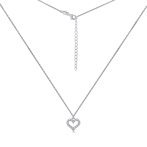 Срібне кольє Серце з фіанітами (арт. 7507/2346) – зображення 2