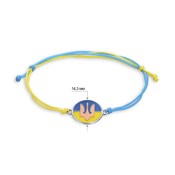 Браслет Трезубец на нити с серебряной вставкой и с золотой накладкой (арт. 7209/496брпгж) – изображение 2