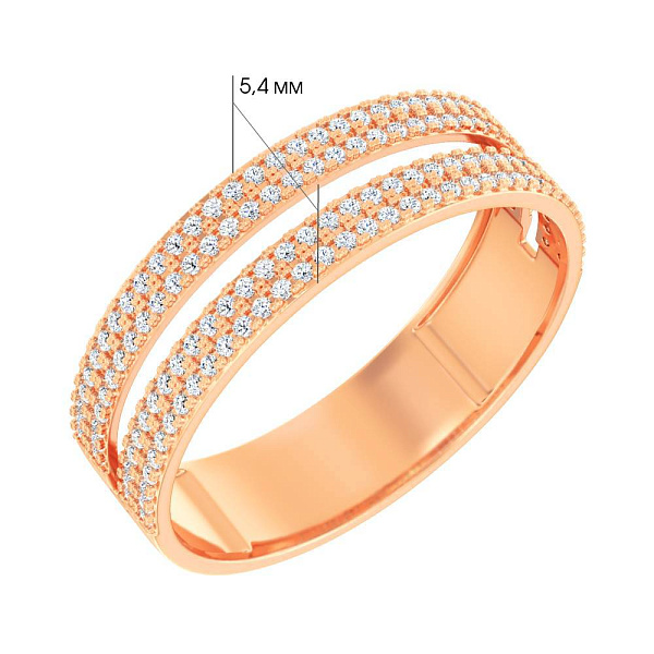 Золотое кольцо с двойной дорожкой из фианитов (арт. 140927) – изображение 3