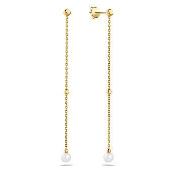 Золоті сережки-підвіски з перлами (арт. 106797жпрлб)