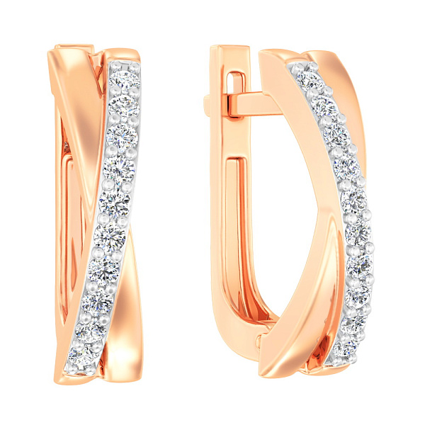 Золотые серьги Синергия с дорожкой фианитов (арт. 111102) – изображение 1